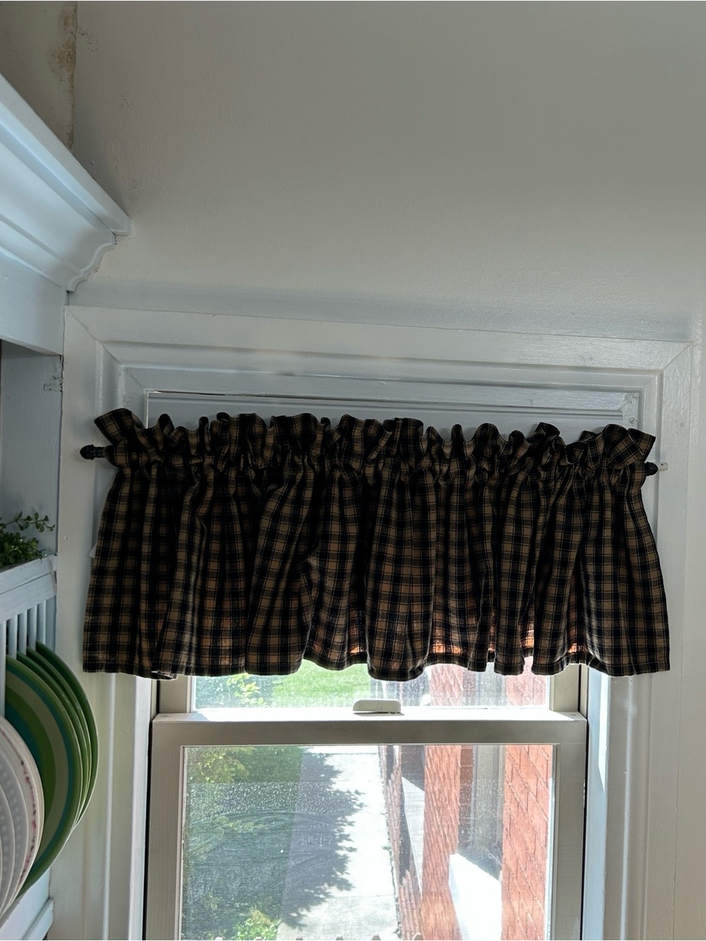 Plaid Black and Tan Window Valance - Set of 4 Home Accents